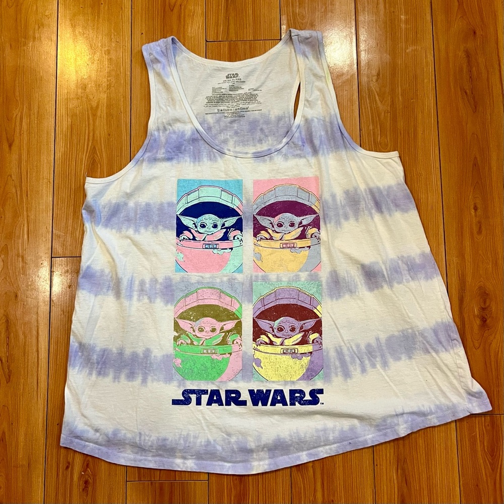 Star Wars Disney Grogu Baby Yoda Purple Tye Dye Tank Top Size XL